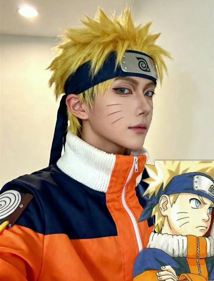 Mẫu nam cosplay Naruto với băng đô ninja