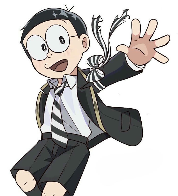 Nobita ngầu mặc vest đen hành động như điệp viên