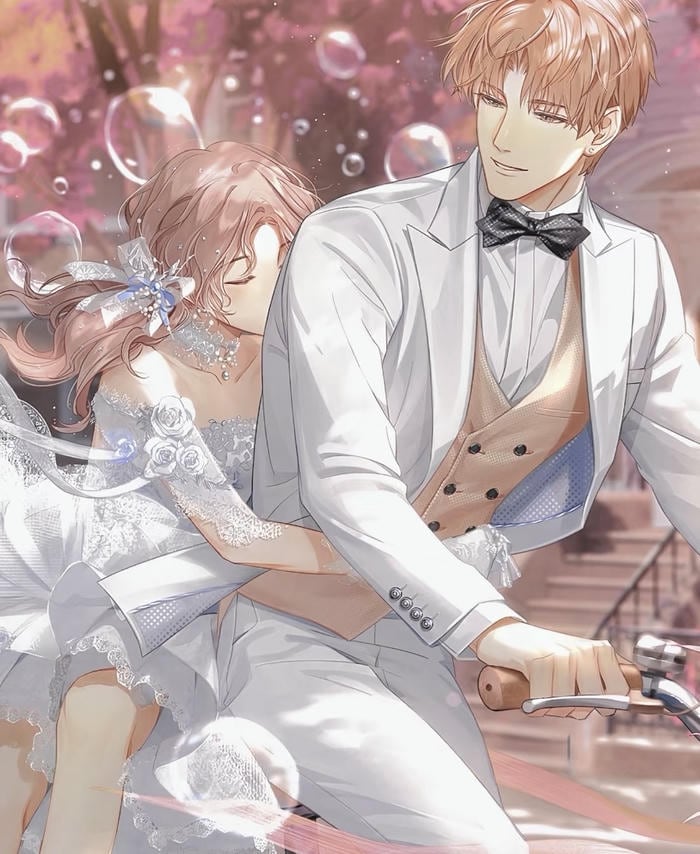 ảnh cô dâu chú rể anime cảnh cưới lãng mạn