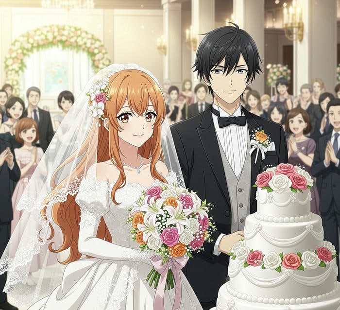 ảnh cô dâu chú rể anime trong lễ cưới