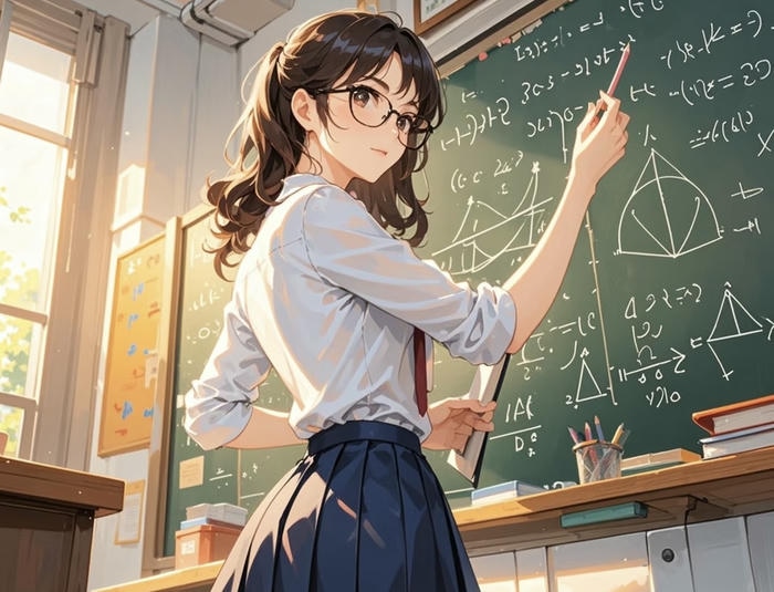 ảnh cô giáo anime đeo kính cận trí thức