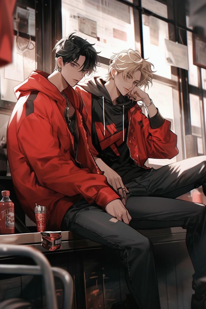 ảnh đôi bạn thân anime mặc áo khoác đôi