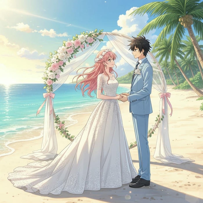 hình ảnh cô dâu chú rể anime chụp toàn thân