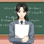 hình ảnh cô giáo anime tóc dài buộc gọn