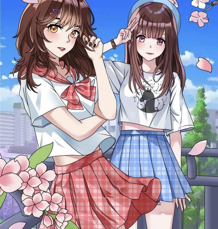 hình ảnh đôi bạn thân anime mặc đồ cặp