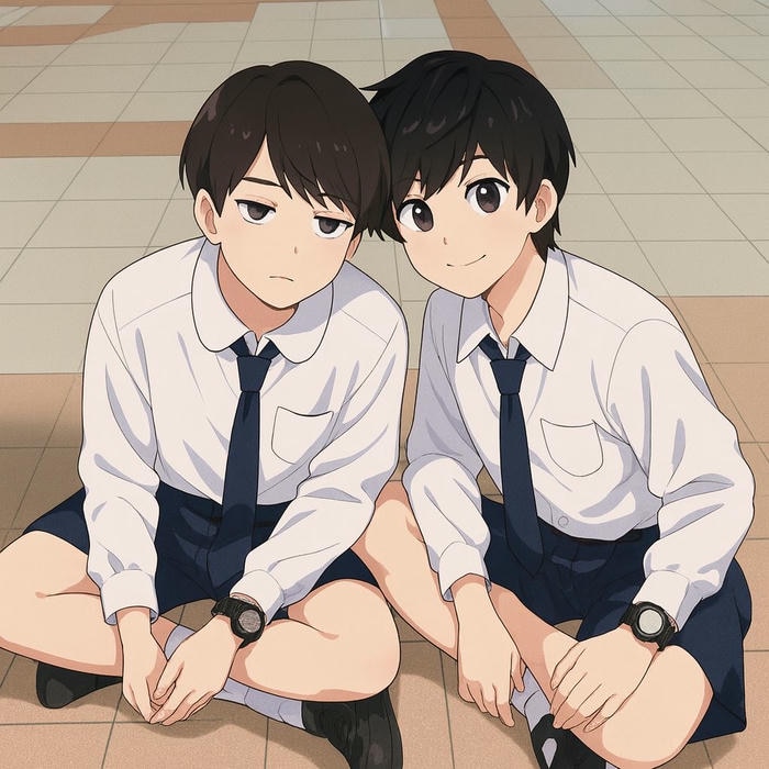 hình ảnh đôi bạn thân anime nam mặc sơ mi trắng