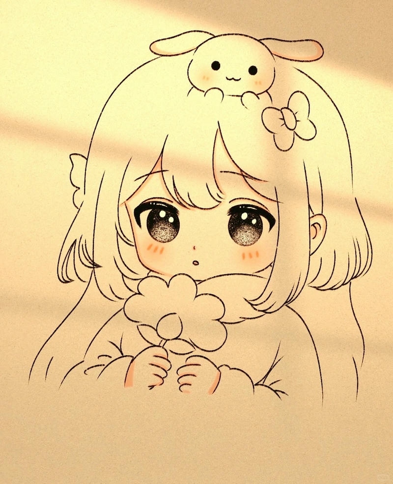 hình chibi nữ cute màu pastel trong trẻo