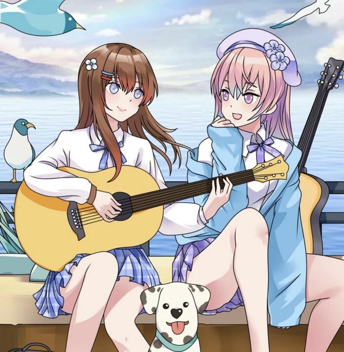 hình đôi bạn thân anime cùng chơi đàn