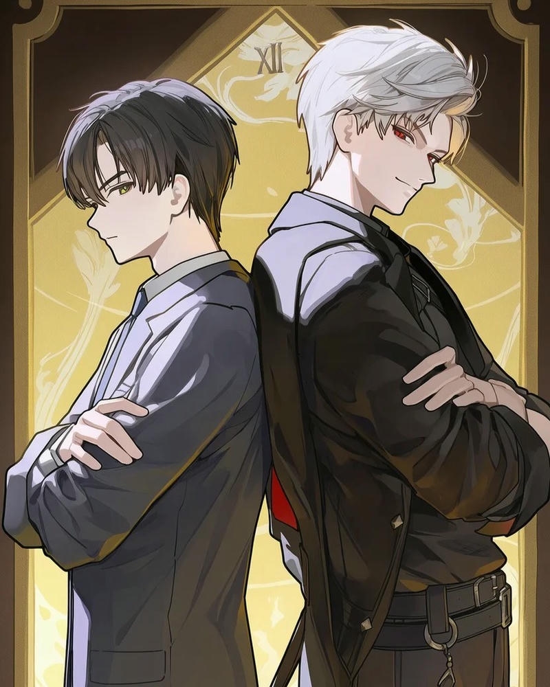 Ảnh anime đôi bạn thân ngầu đứng tựa lưng nhau