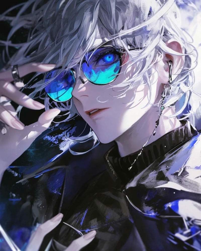 Ảnh anime ngầu Gojo đeo kính đen cực chất chơi