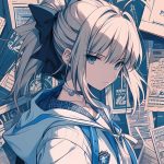 Ảnh anime nữ chiến binh ngầu tóc vàng buộc cao