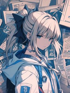 Ảnh anime nữ chiến binh ngầu tóc vàng buộc cao