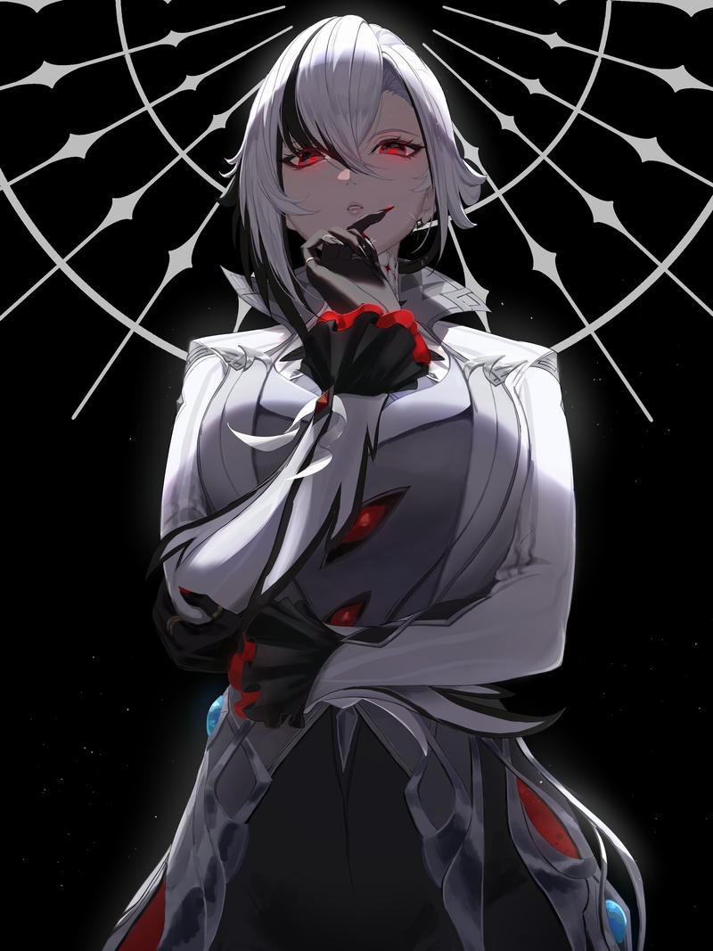 Ảnh anime nữ ngầu tóc trắng trang phục đen tối
