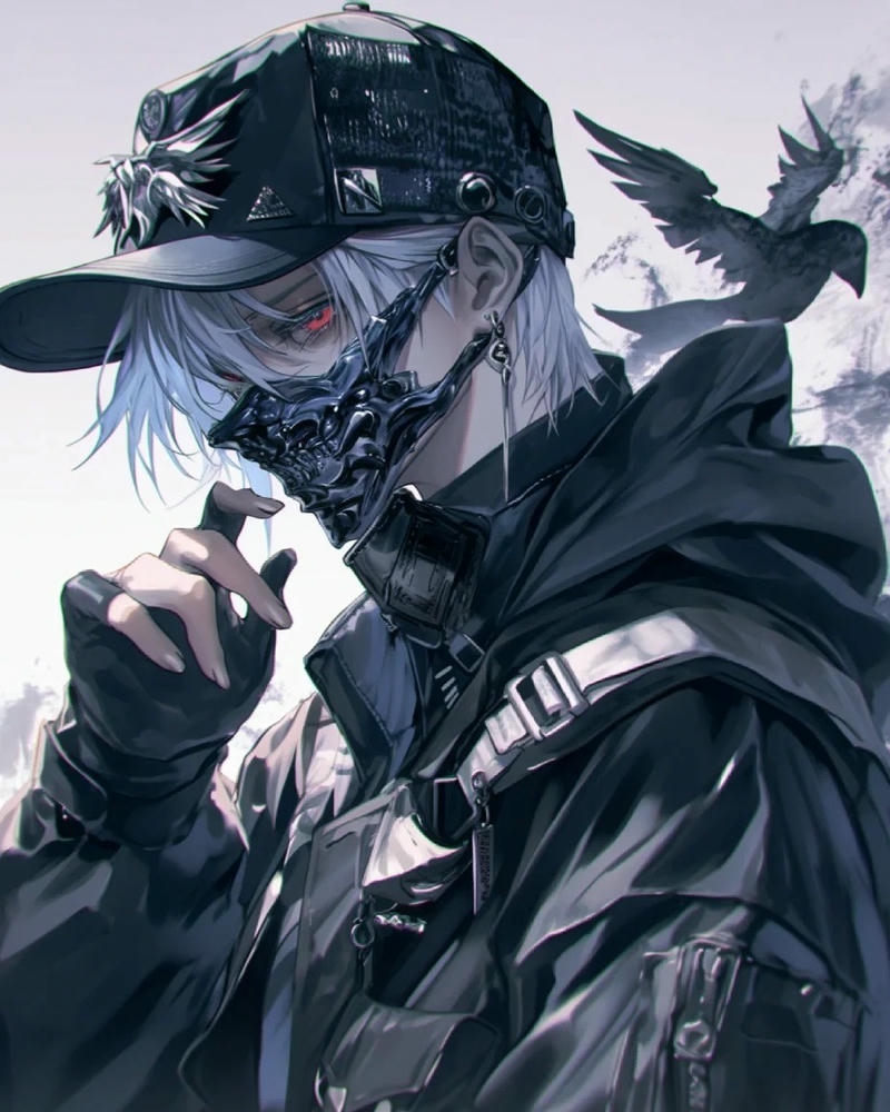 Hình ảnh anime ngầu chàng trai đội mũ che mặt