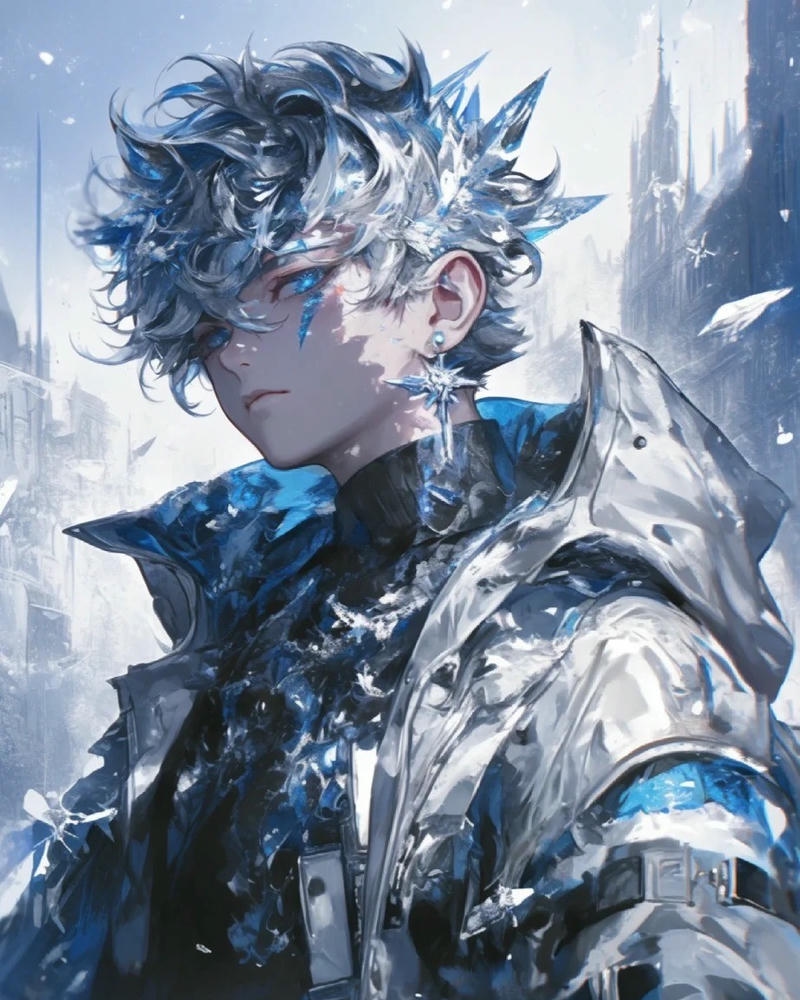 Hình anime ngầu nam tóc trắng phong cách máy móc