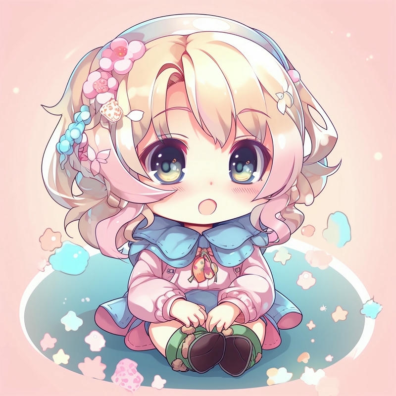 hình anime chibi màu sắc dễ thương